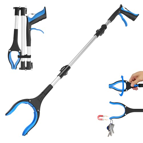 Grabber Reacher Tool 36 Inch, Heavy Duty Foldable Grabber with Anti-Slip 360° Rotating Jaw, Magnetic Tip for Seniors, Reacher Grabber Pickup Tool for Elderly After Surgery Recovery