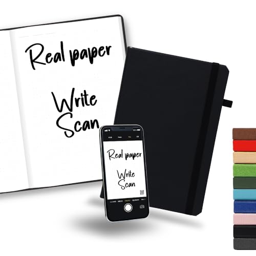 THESMARTNOTEBOOK Cuaderno B5 Smart Tapa Dura - Toma Notas en tu Cuaderno Digital y Guárdalas en tu Smartphone - 190 Páginas - Color Negra - Ecológico