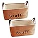 Tosnail Home Essentials Fabric Collapsible Convenient Storage Bin Nursery Baskets with Leather Handle For Bedroom, Closet, Toys, Laundry - Medium (14.5