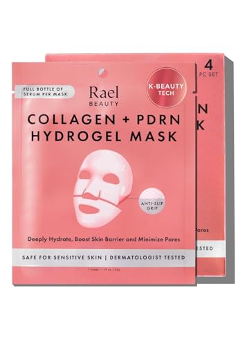 Rael Hydrogel Masks, Deep Hydration Skincare (Collagen PDRN, 4 Ct)