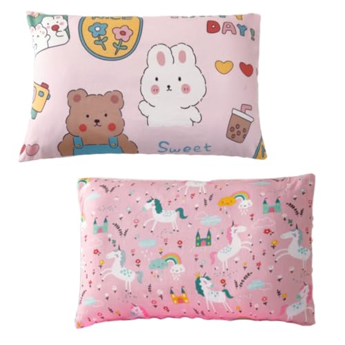 HQRKOTM Funda de Almohada para niños pequeños 2 Piezas, 100% algodón, 30 x 50 cm, Suave y Transpirable, para niños y niñas