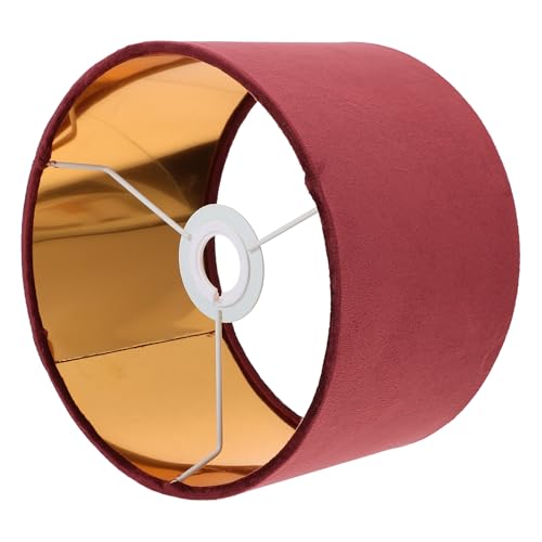 GLEAVI Abat-jour en tissu velours doublure dorée 22 cm couleur rouge foncé abat-jour décoratif pour lampe de table accessoire d’éclairage tamisant ornement d’abat-jour pour bureau