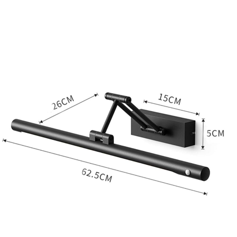 Lampada a Specchio LED Bagno 60CM Lampada da Bagno Rotante Luce da Parete Impermeabile Lampada da Parete Dimmerabile Rilevatore di Movimento Luce Parete Orientabile Sensore Luce Indoor