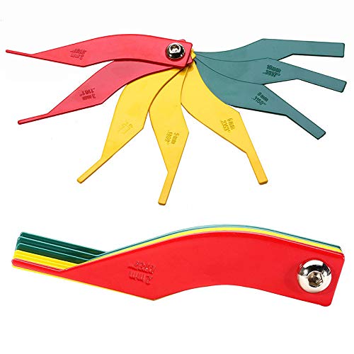 Bsbmieqm Brake Lining Thickness Gauge, Car Automotive Brake Pad Measuring Ruler Tool, Measure Disc And Drum Brake Pads Feeler Gauge, Color-Coded，Sae & Metric，Durable Steel Brake Rotor Gauge #TOP4