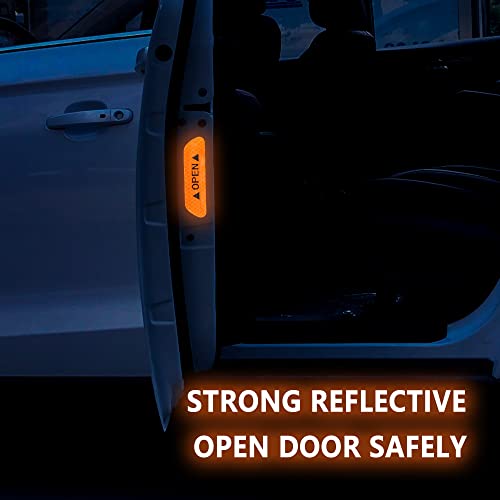 Door Reflective Reminder Stickers,Universal Car Open Reflective Warning Stickers,Night Visibility Anti-Collision Protective,Auto Decoration Accessories For Truck, Suv, Van 4Pcs (Orange) #TOP6