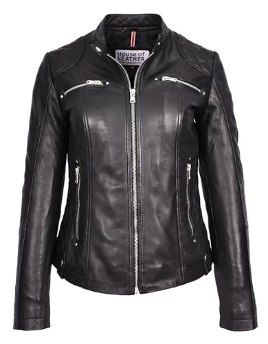 Veste de motard en cuir souple Fiona la coupe café racer ajustée pour femme