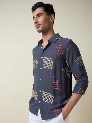 Image of Thomas Scott Men Premium Embroidered Slim Fit Casual Shirt