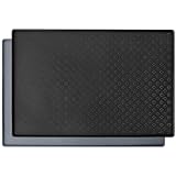 Silicone Dog Dish Mat for Food and Water - 23.6' *15.7' Waterproof Slip Pet Feeding Mat with Raised Edges to Prevent Messes on Floor (Black)