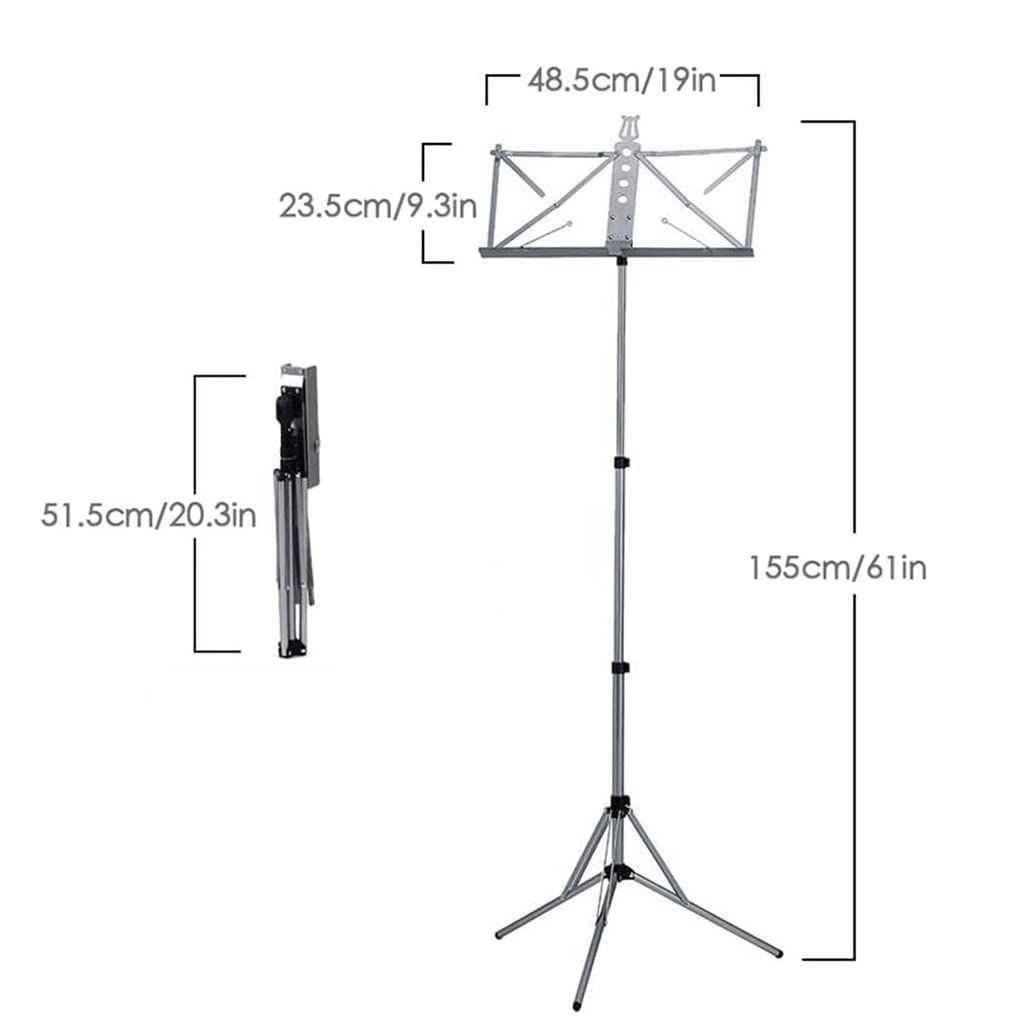 Atriles De Aluminio para Partituras, Altura Ajustable, Atriles Portátiles Y Plegables para Partituras, con Bolsa para Uso En El Hogar Y En El Aula,Purple