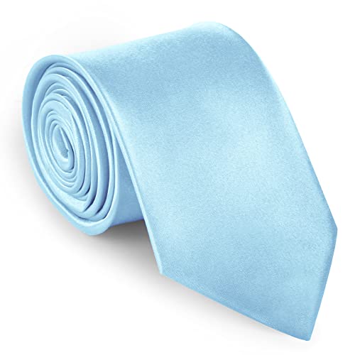 URAQT Corbatas de Hombre, 8cm Corbata de Color Solido Clásico, Mens Tie Classica de Hecho a Mano, Accesorios Ropa Hombre para Business Fiesta Oficina Boda Regalo de Hombres (Azul Claro)