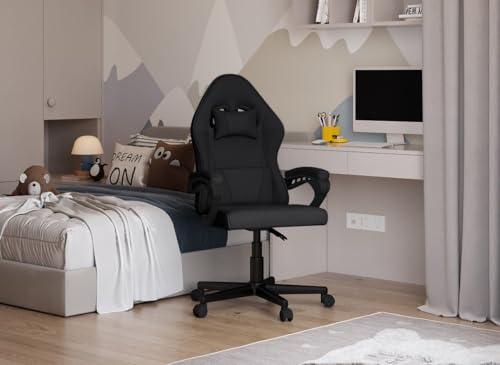 DecoInParis Fauteuil de Bureau en Tissu Noir Ghost