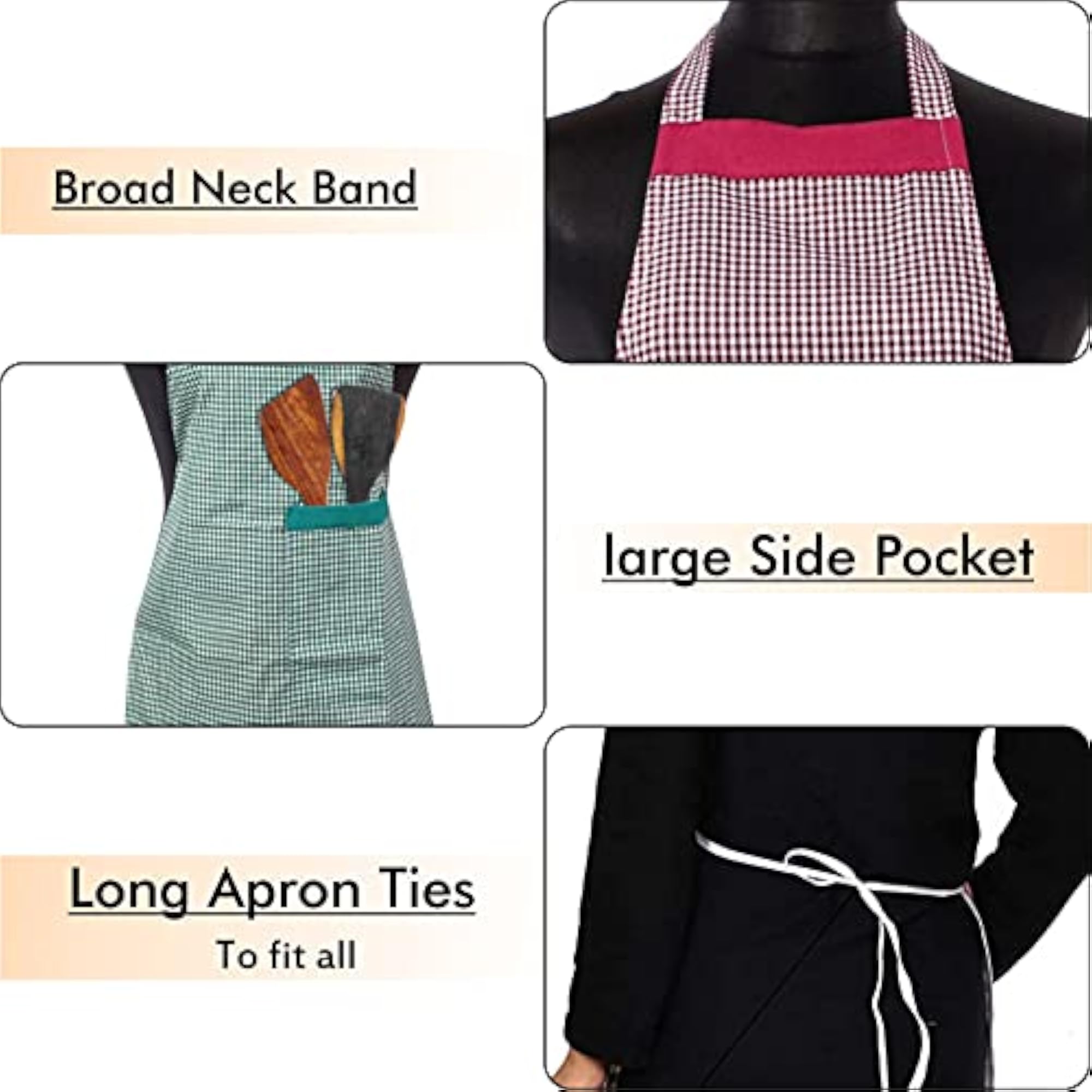 Cotton Kitchen Apron With Cap Combo Set of 3