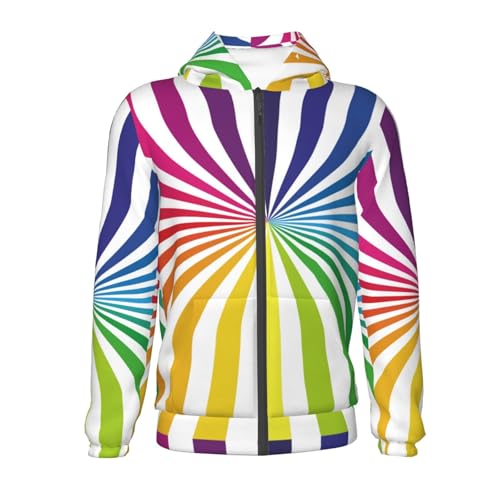 Colorful Rainbow Kids Pullover Hoodies Boys Zip Up Sweatshirts Girls Athletic Clothes with Pocket2