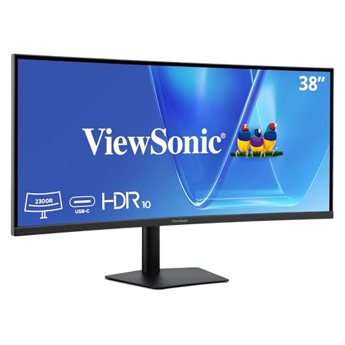 Image of ViewSonic VG3820C 38 Inch 1600p Ultrawide Curved Monitor, IPS Display with 96W USB-C and KVM Switch for Productive Multi-Tasking, Advanced Ergonomics, HDMI, and DisplayPort Inputs
