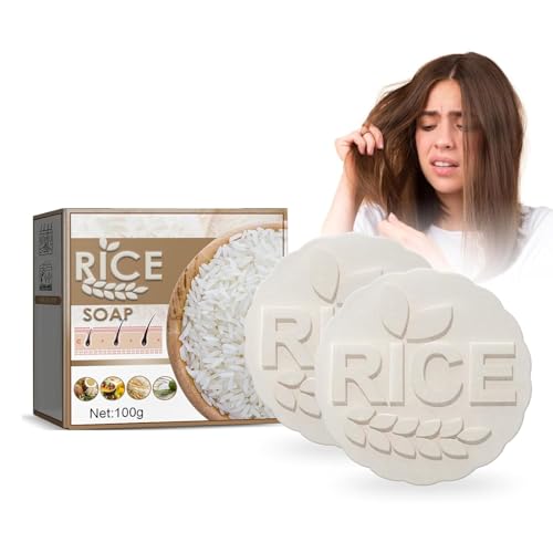 Grgowe 2Pc Anti-Hair Loss Rice Shampoo Bar,Jabón De Arroz Anticaída,Jabón Champú,Champú Sólido,Jabones De Champú,Estimula El Crecimiento Del Cabello En Caso De Problemas De Debilitamiento Capilar