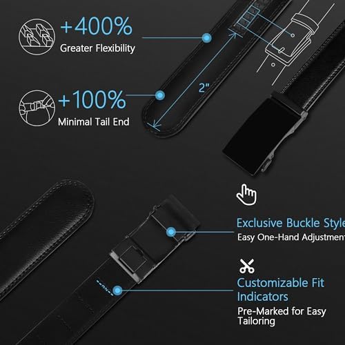 Image of Airkit Men's Ratchet Leather Belt - Heavy Duty Adjustable Dress & Casual Belt