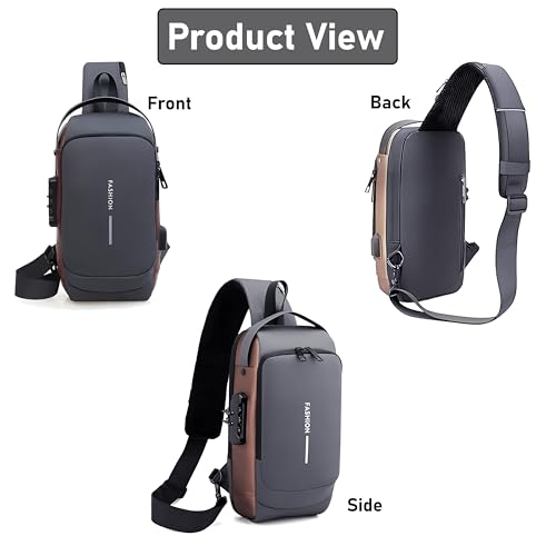 Image of DAHSHA Sling Bag for Men Stylish Crossbody Backpack for Men & Women, Anti-Theft Chest Bag with USB Charging Port, Messenger Bags, Casual Shoulder Bag (17 x 9 x 32 Cm)