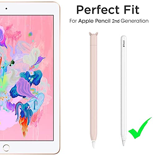 Antetek Lindo design de orelha de animal para Apple Pencil 2ª geração, capa protetora de silicone ma