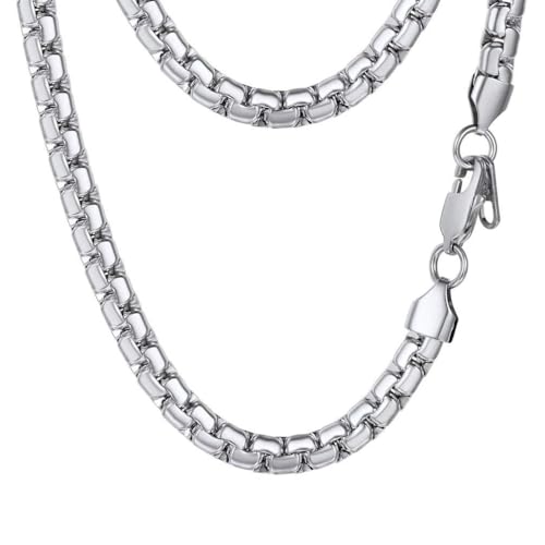 Image of PROSTEEL Stainless Steel Flat Box Link Chain Necklace for Men