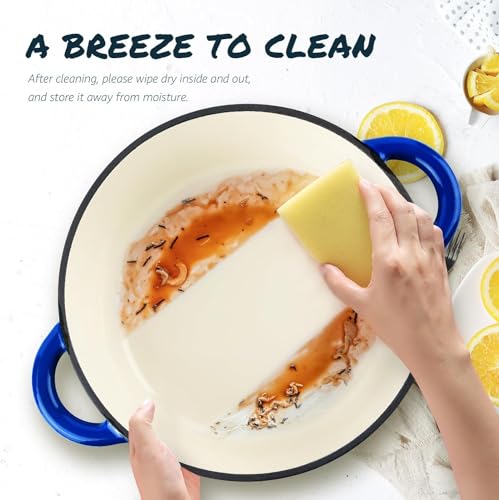 image for Overmont Enameled Cast Iron Dutch Oven - 5.5QT Pot with Lid Cookbook &