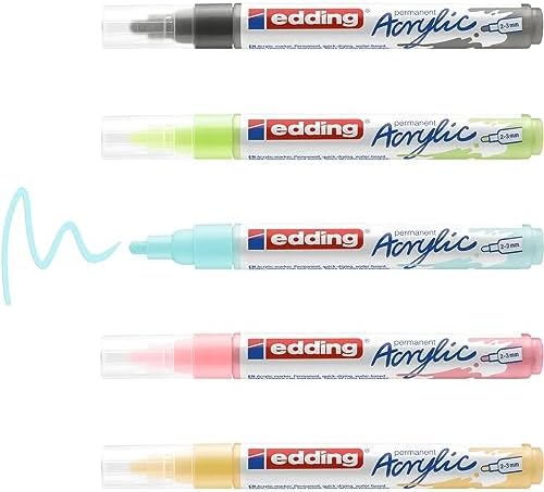 edding 5100 acrylic marker medium - grey - 1 waterproof acrylic paint marker - round nib 2-3mm - acrylic paint pen for drawing on canvas, art paper and wood - acrylic markers for pebbles