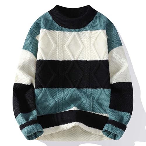 Sweater Men Round Neck Long Sleeve Sweater Casual Pullover Sweater Cable Knit Pullover Warm Winter Thermal Pullovers2