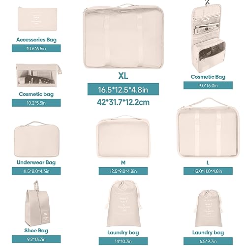 Packing Cubes for Suitcase 10 Bags Set, Travel Organizers Storage Carry-on Luggage by ZFWDSY - Image 3