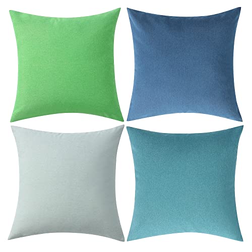 Wemeon Outdoor Waterproof Pillow Covers18X18In Set Of 4, Solid Color Pillows Decorative Square Patio Furniture Pillows For Couch Patio Balcony Tent Garden(Orange/Teal) (18“X18”, Blue) #TOP6