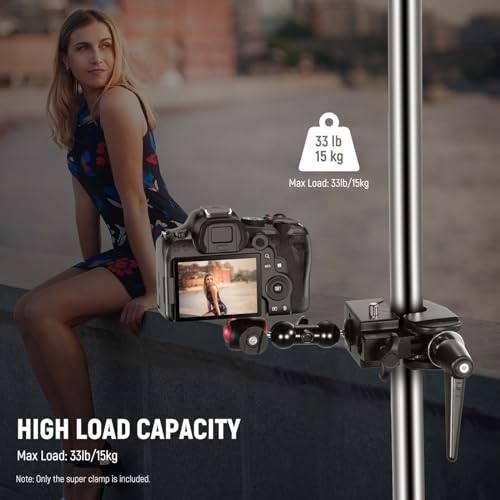 Image of NEEWER Super Clamp with 5 /8 inch Stud, Spring Lock, 2.4 inch /6cm Jaw Grip Heavy Duty Crab Pole Clamp for Round Pipe Flat Surface, for Photography Studio Camera & Lighting Mounting, Max Load 33lb /15kg, UA017