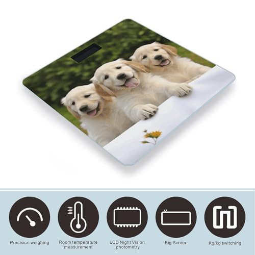 Báscula digital de baño tema Golden Retriever 400 lb vidrio templado miniatura 3