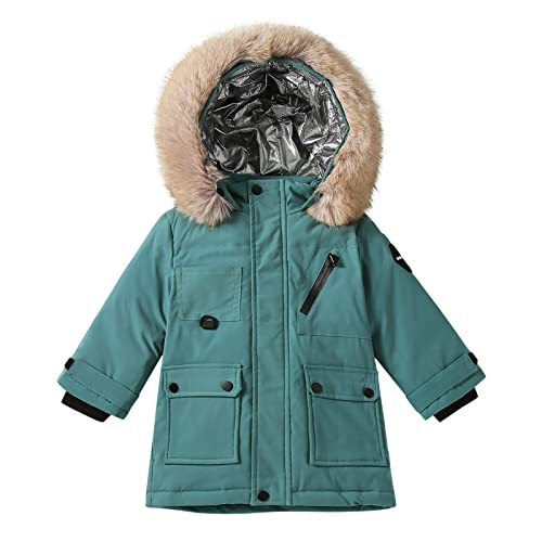 Girls Boys Fashion Down Coat with Furry Hood Children Winter Hooded Jacket Warm Coats Outerwear Warm Kids Clothes