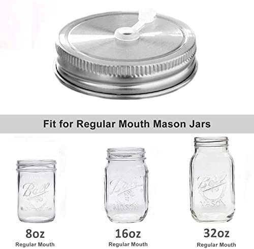 Zhinan 2 Pieces Stainless Steel Regular Mouth Mason Canning Jar Lids With Straw Hole,72Mm Canning Lids Drinking Jar Lids,Silver Canning Jar Caps #TOP3