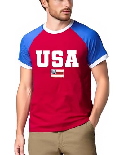 CQF USA Shirts for Men American Flag Patriotic T-Shirt USA Soccer Fan Tees 2026 Soccer Event Tops
