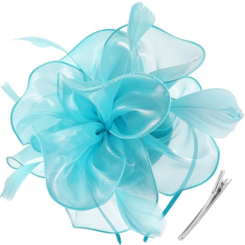Image of DRESHOW Fascinators Hat Tea Party Headwear Ribbons Feathers on a Headband and a Clip for Women