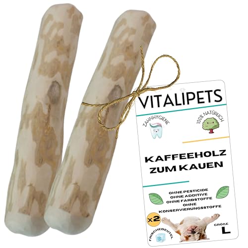 Kaffeeholz für Hunde | optimale Zahnhygiene | Beruhigt und stimuliert | 100% natürlich, extrem robust | nachhaltiges Kauen | ohne schädliche Bestandteile (GRÖSSE L Hunde von 15 bis 20 kg - 2 stück)