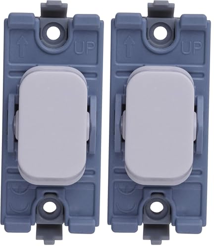 Image of Schneider Electric - Lisse White moulded (LWM) Grid Two way retractive switch module - Wiring Devices Easy to install with clip-in system - Flush mounting module, White - GGBL102RW (Pack of 2)