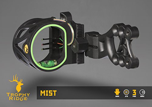 Trophy Ridge Mist Sight With Green Hood Accent For Quicker Sight Acquisition And Reversible Mount Design For Use With Left And Right-Hand Bows , Black #TOP1