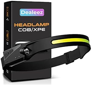 Dealeez Lampe Frontale LED Rechargeable USB – Ultra Puissante 350 Lumens, 5 Modes d’Éclairage, Détecteur de Mouvement, Étanche IPX4 – Idéale pour Running, Vélo, Camping, Bricolage & Randonnée