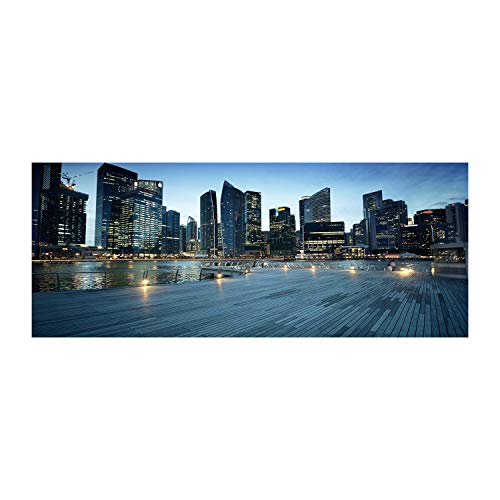 Crédence de cuisine 125x50cm en verre trempé bleu Singapour de nuit