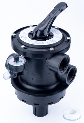 Sharutia SP0714T Top-Mount Multiport Valve Compatible with Hayward Variflo S166T S180T S210T S244T All ProSeries and VL Series Sand Filter 7 Positions Clamp Style Multi Port Control Valve Black