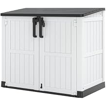 36 Cu Ft Resin Outdoor Storage Shed, Weatherproof Horizontal Outdoor Storage Cabinet with Dual Lock Door for Backyard, Patio, Garage, GardenWhite
