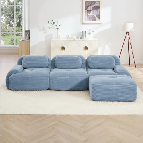 Image of Corduroy Modular Sectional Sofa, Oversized Cloud Couches for Living Room