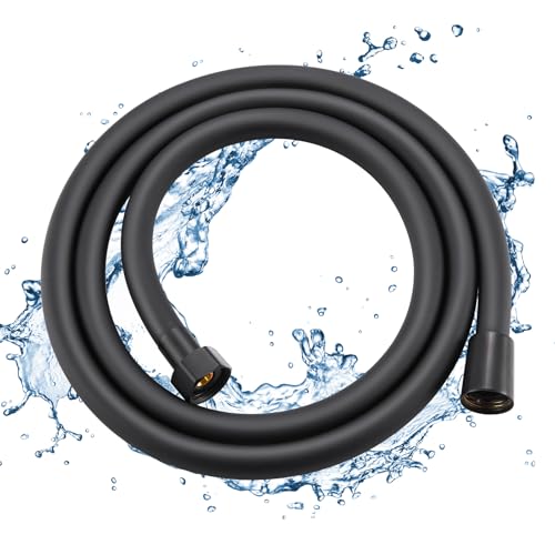 Auralum Duschschlauch, PVC Flexibler Brauseschlauch 1,5m mit Messinganschlüssen – Knick-/Verdrehsicherer Schlauch Dusche – G1/2 Universalanschluss Shower Hose Auslaufsicher (Schwarz)