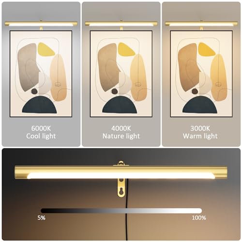 Adjustable LED Gold Picture Light for Paintings, Artwork, and Display