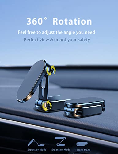 Magnetic Phone HolderUpgrade Double-layer FoldableUniversal 360 ° Rotation Magnet Phone Holder for Car with Bendable Base Magnetic Car Mount with 2 Metal Plates Compatible with All smartphones - Image 4