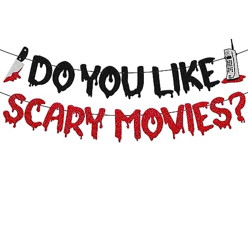 Movie Night Party Decoration Do You Like Scary Movies Banner Hallow...