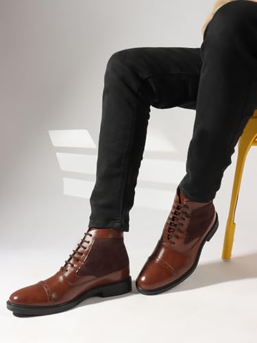 Image of Carlton London Men's Ankle Height Comfortable Lace-Up Round Boot