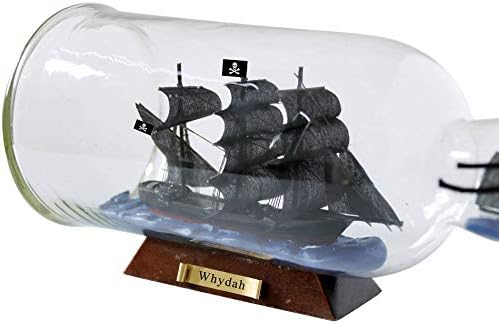 Miniatura 4 de Hampton Nautical Whydah Gally Modelo Ship in a Glass Bottle 11" - Decoración de habitación pirata - Barco de madera