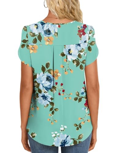 HOTGIFT Womens Blouse 2025 Summer Short Sleeve V Neck Buttons Chiffon Tops M-3XL4