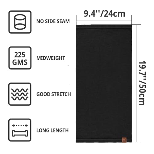 Image of ACUSHLA 100% Merino Wool Neck Gaiter Men Women Winter Ski Face Mask Scarf